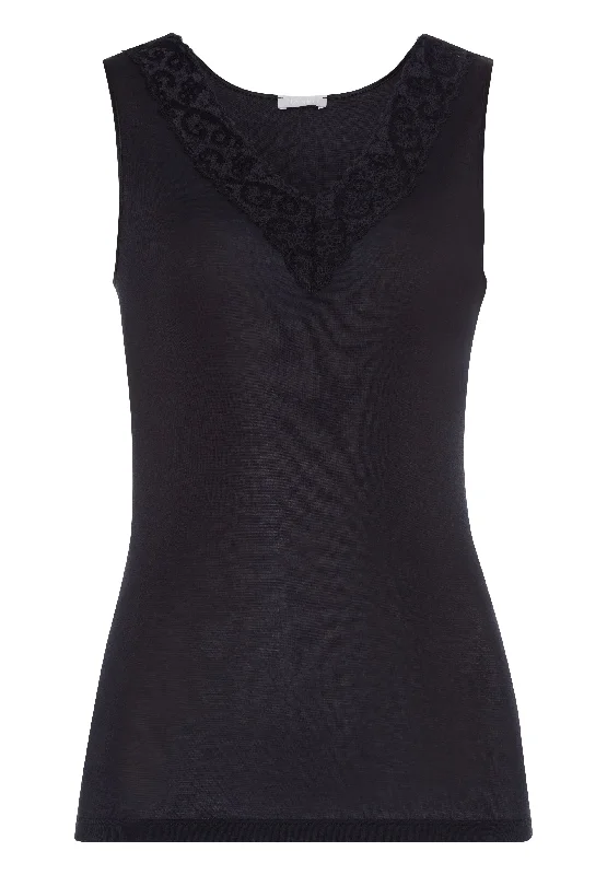 Must-Have Styles Moments Lace Trim Cotton Tank Top | Black 71486-019