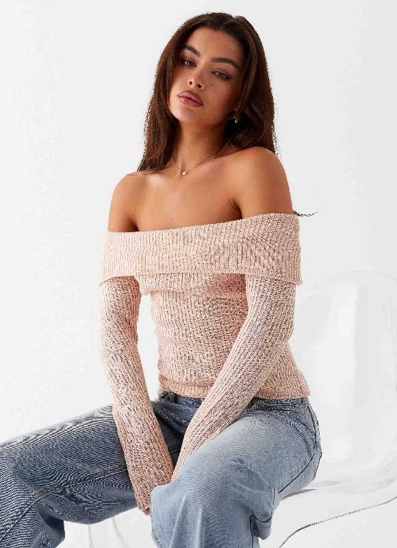 Women's Online Clothing Boutique Rina Long Sleeve Knit Top - Blush