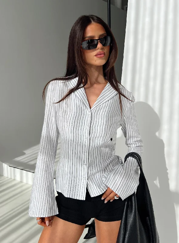 Women's Office Attire Myers Stripe Top White