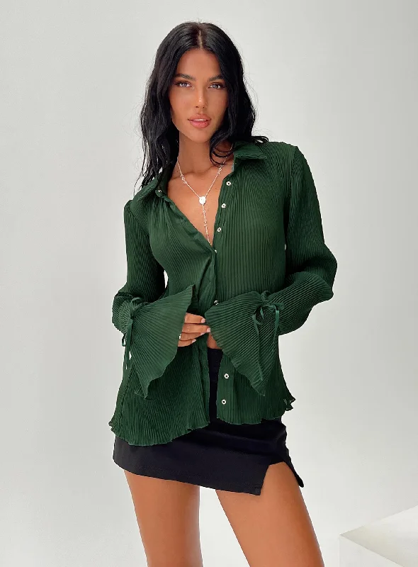 Plus Size Women's Fashion Ravil Shirt Forest Green