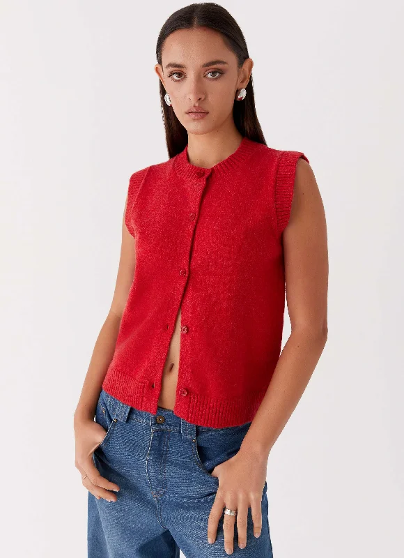 Women's Online Boutique Hanson Knit Vest Top - Red