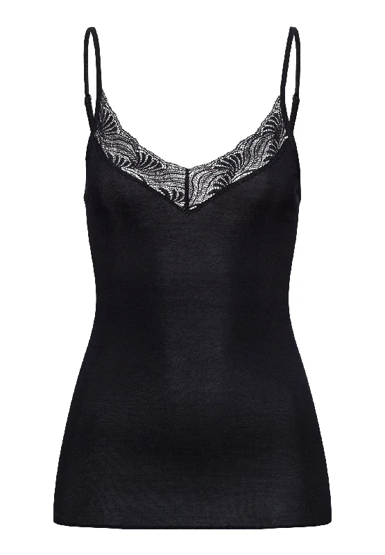 Flash Discount Cotton Delight Lace Trim Cotton Camisole | Black 71836-019