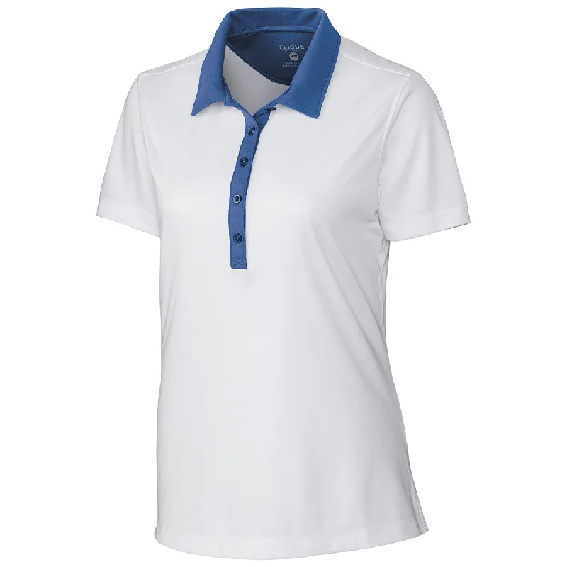 Women's Clothes And Apparel Clique Women's White/Sea Blue Parma Colorblock Polo