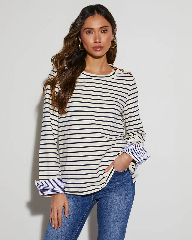 Women's Clothing Online Sale Regatta Striped Crew Neck Long Sleeve Top