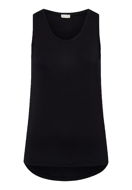 Holiday Special Offers Yoga Relaxed Round Neck Tank Top | Black Beauty 78794-2199