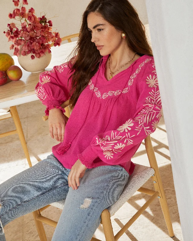 Trendy Online Boutiques Desert Hideaway Embroidered Blouse