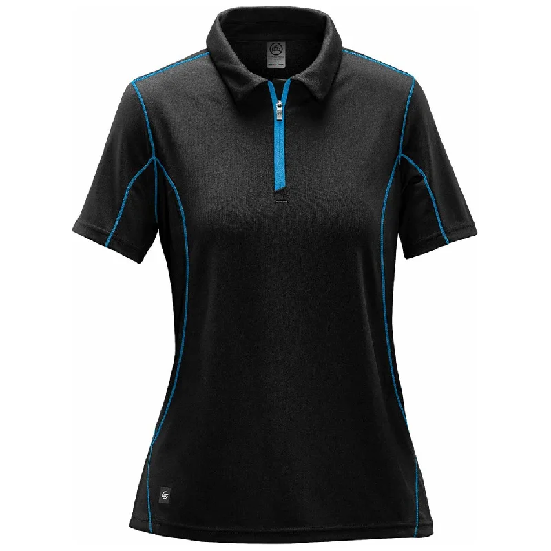 Chic Wardrobe Stormtech Women's Black/Electricblue Pulse 1/4 Zip Polo