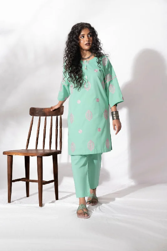 Formal Outfit For Women Stitched - 2 Pc Embroidered Cambric Outfit