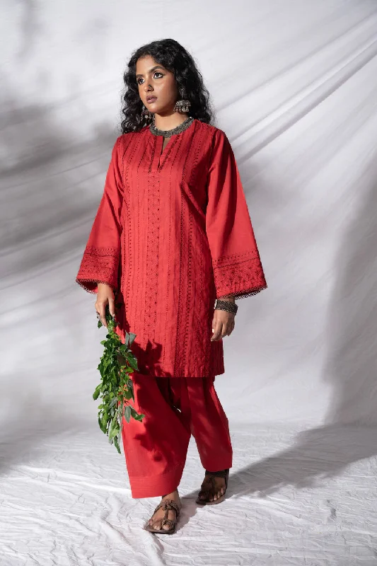 Elegant Women's Fashion Stitched - 2 Pc Embroidered Chikankari Outfit