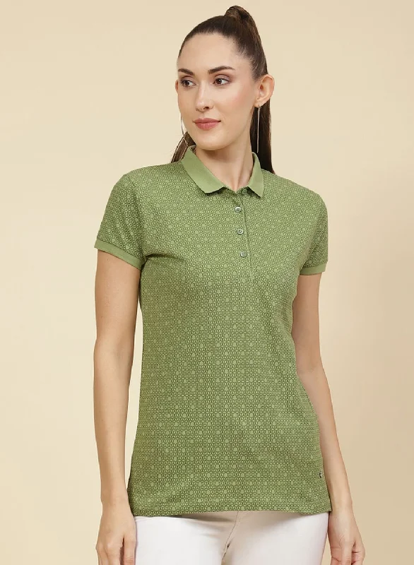 Exclusive Discount Women Green Printed T-Shirt