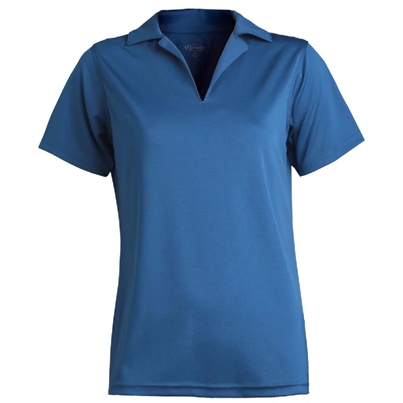 Edgy Fashion Edwards Women's Marina Blue Performance Flat-Knit Short Sleeve Polo