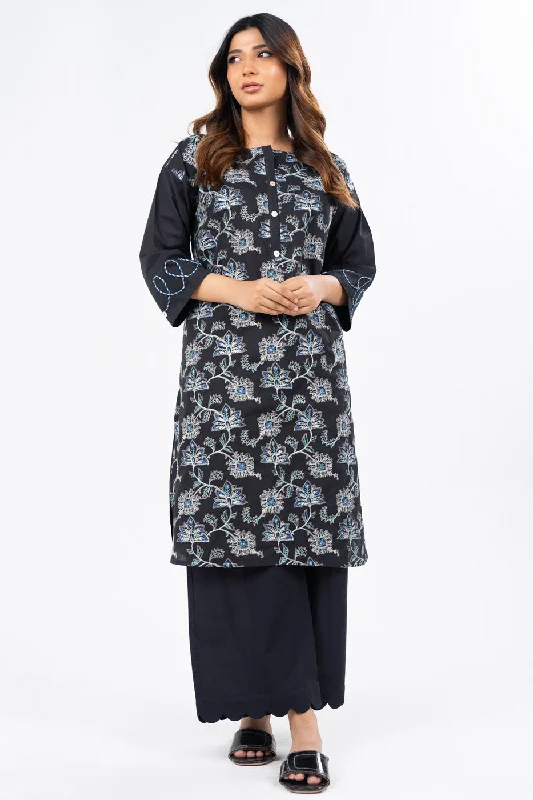 Women's Romantic Outfit Stitched - Dyed Embroidered Cambric Kurti