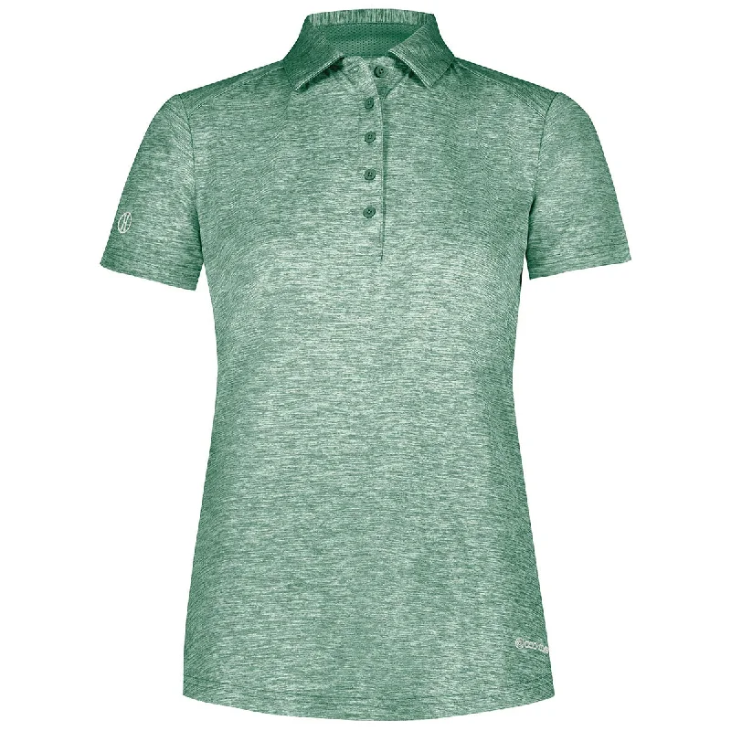 Women's Chic Outerwear Garments Holloway Women's Dark Green Heather Electrify Coolcore Polo