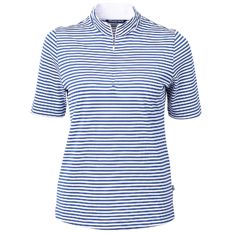 Wardrobe Upgrade Cutter & Buck Women's Tour Blue Virtue Eco Pique Stripped Recycled Polo