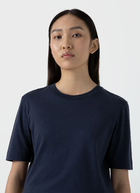 Comfortable Casual Wear Women's Mid Sleeve T-shirt in Navy