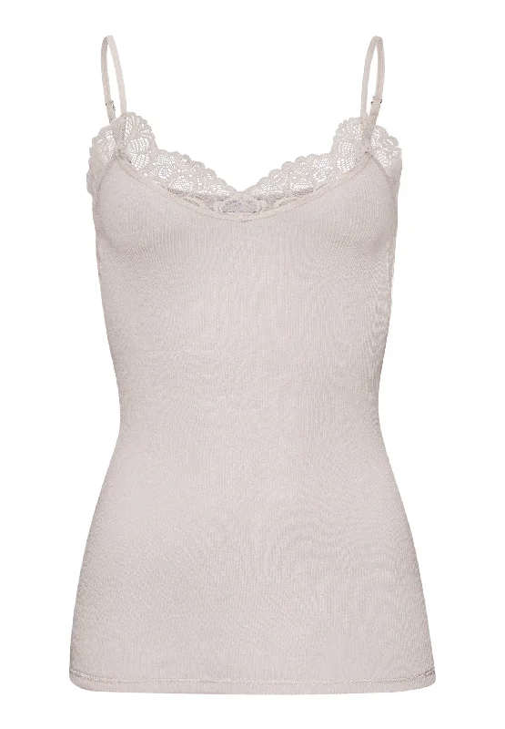 Luxury Women's Clothing Woolen Lace Wool and Silk Camisole | Pumice 70911-2801