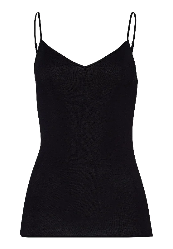 Women's Online Clothing Boutique Cotton Seamless V-Neck Cotton Camisole | Black 71601-019