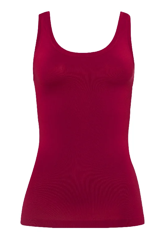 Versatile Outfits Touch Feeling Round Neck Tank Top | Intense Garnet 71814-2406