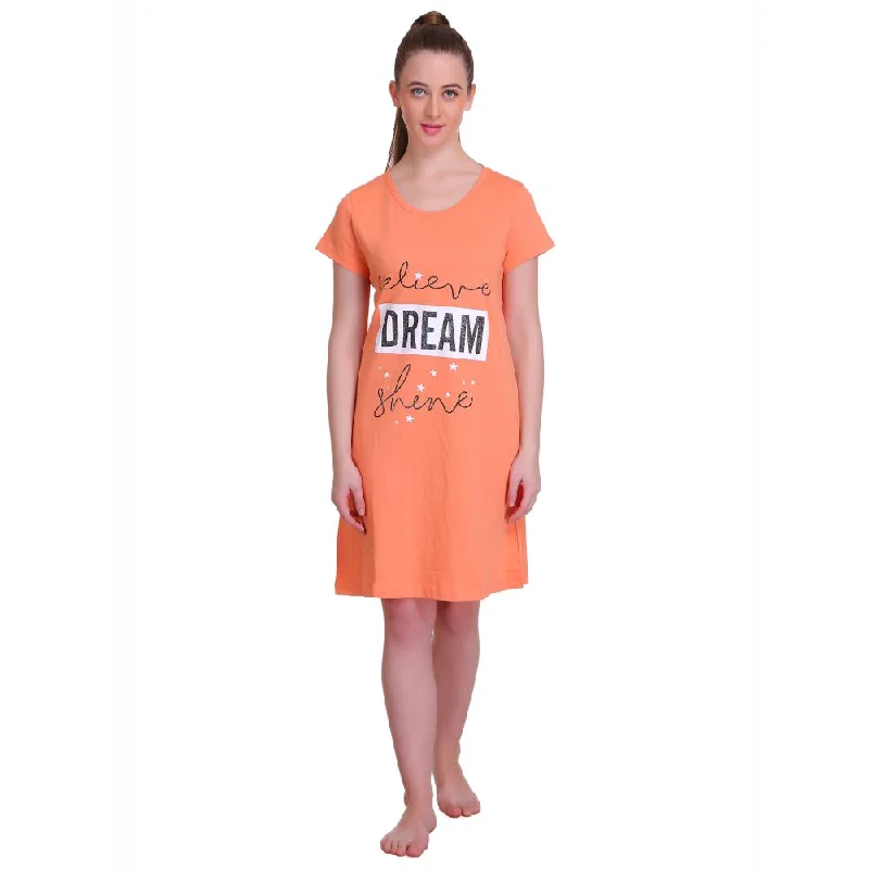 Bold Fashion T.T. Women Half Sleeves 3/4Th Gown - Orange