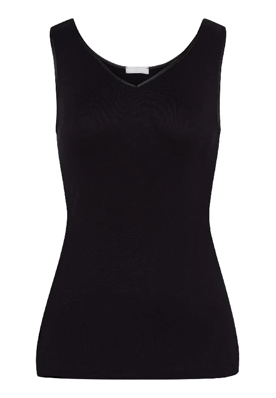 Evening Elegance Cotton Seamless Cotton V-Neck Tank Top | Black 71602-019