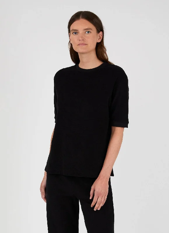 Luxury Women's Clothing Women's Towelling T-shirt in Black