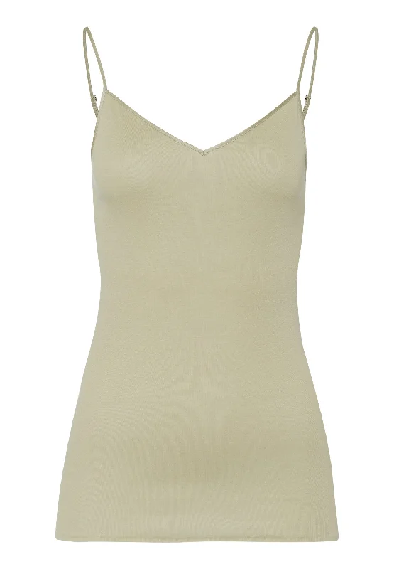 Stylish Everyday Clothing Cotton Seamless V-Neck Cotton Camisole | Moss Green 71601-2720