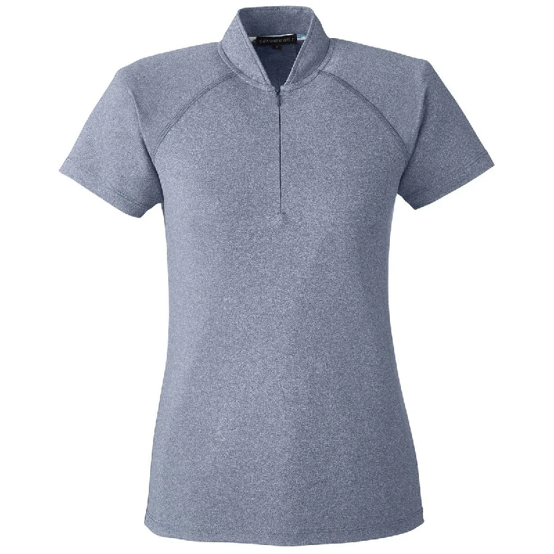 Women's Trendy Outfits Swannies Golf Women's Navy Heather Quinn Polo