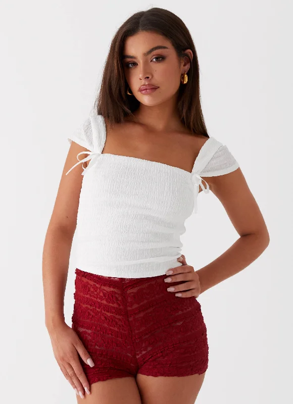 Flash Discount Rosalee Knit Bow Top - White