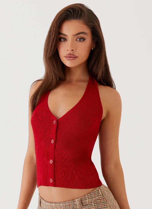 Flash Sale Clothing Bettie Knit Halter Top - Red