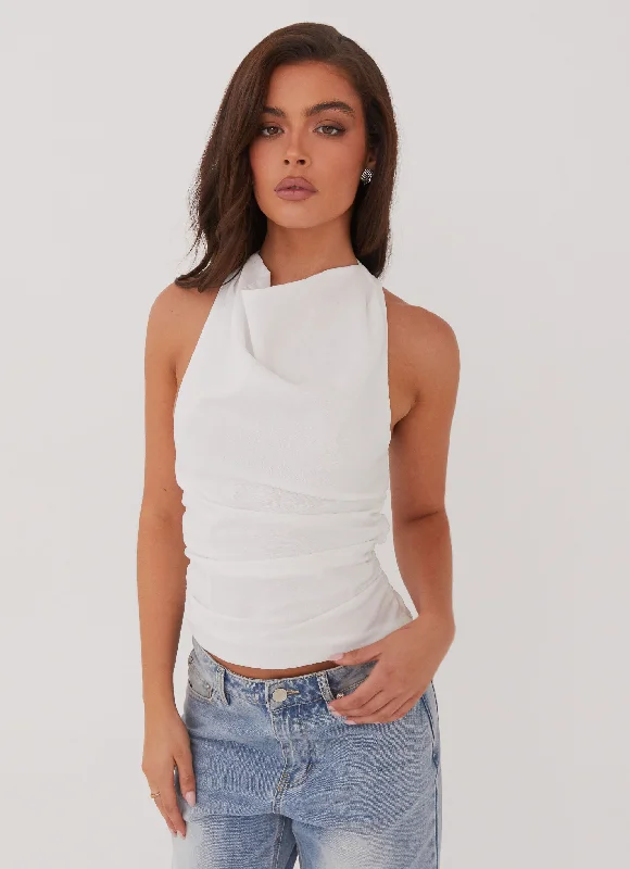 Women's Trendy Apparel Cloud Whisper Linen Top - White