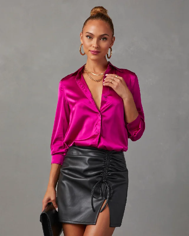 Street Style Fashion Nadine Satin Button Down Top