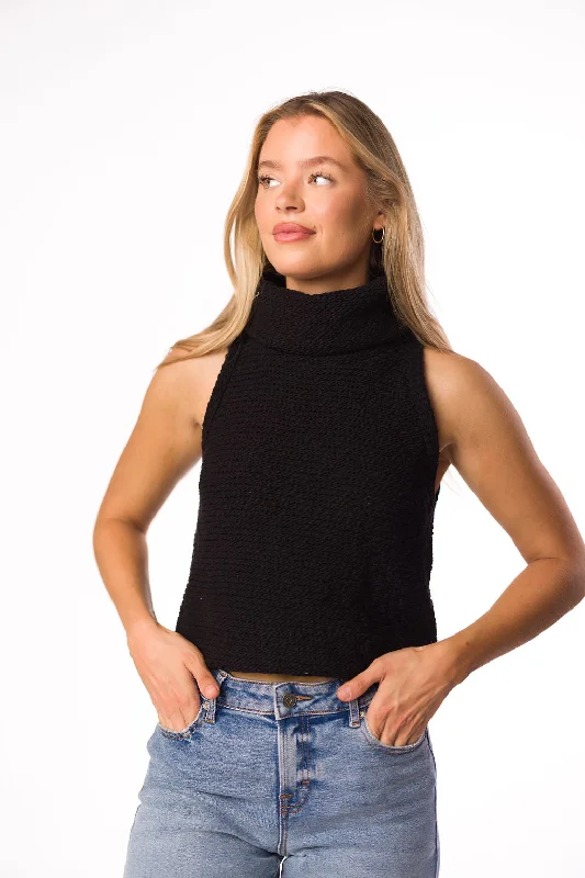 Flash Discount Salma Sweater Crop Top in Black