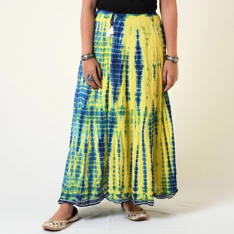 Trendy Street Style Yellow - Shibori Tie-Dye Cotton Long Skirt