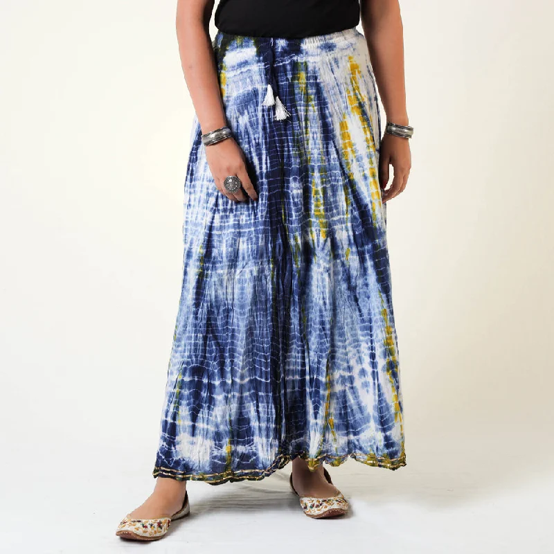 Luxury Fashion Blue - Shibori Tie-Dye Cotton Long Skirt