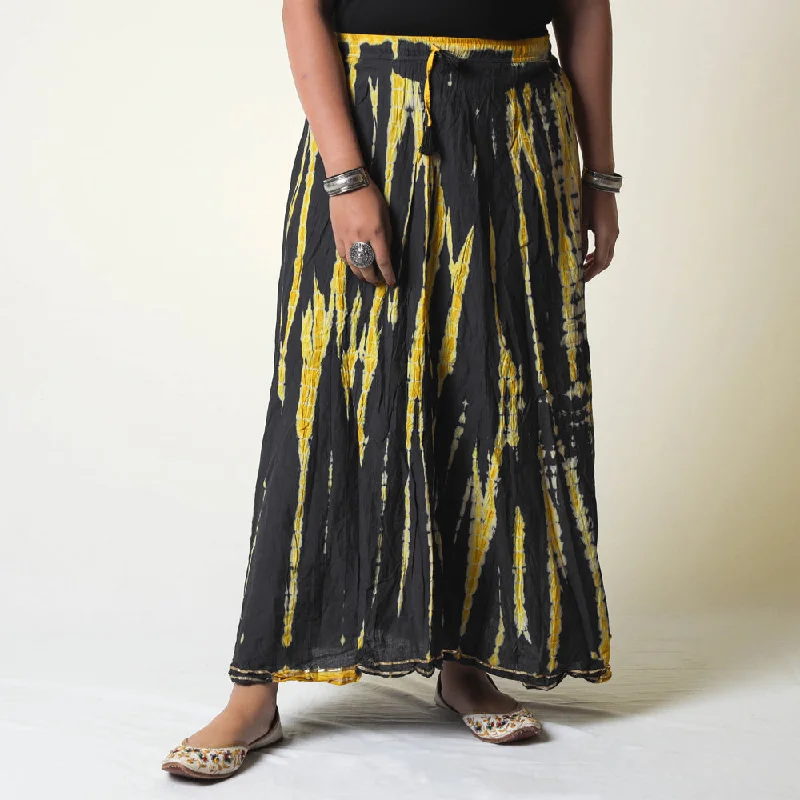 Everyday Wear Black - Shibori Tie-Dye Cotton Long Skirt