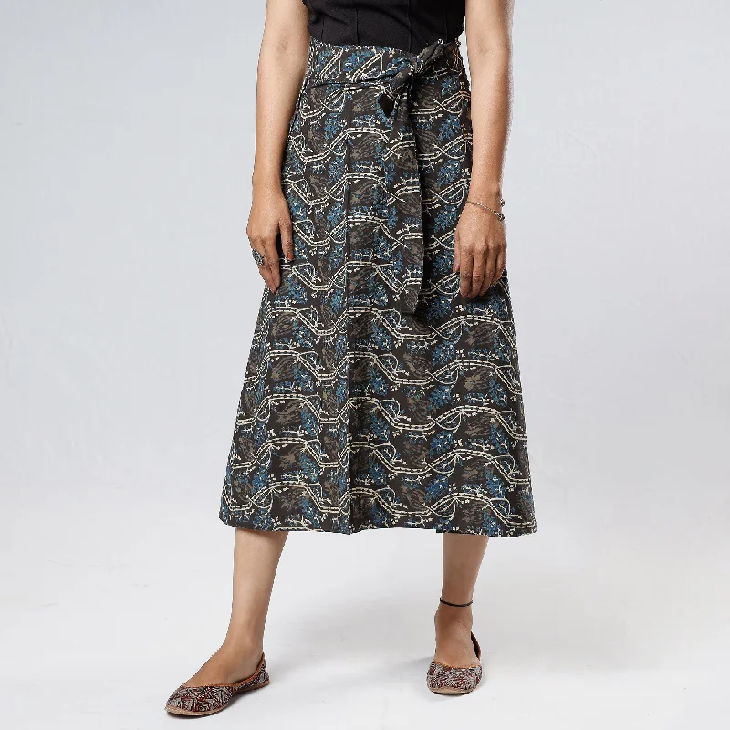 Women's Clothes And Apparel Sets Black - Ajrakh Block Printed Cotton Wrap Around Skirt