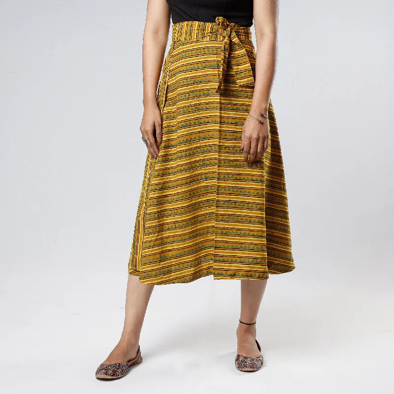 Women's Seasonal Apparel Yellow - Ajrakh Block Printed Cotton Wrap Around Skirt