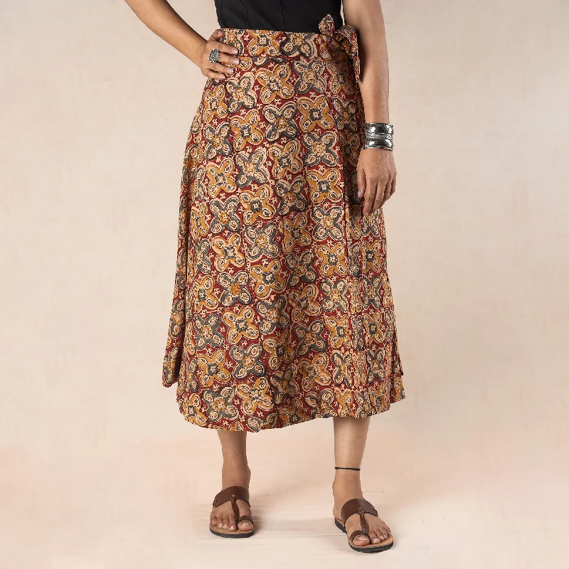 Versatile Outfits Multicolor - Kalamkari Block Printed Cotton Wrap Around Skirt