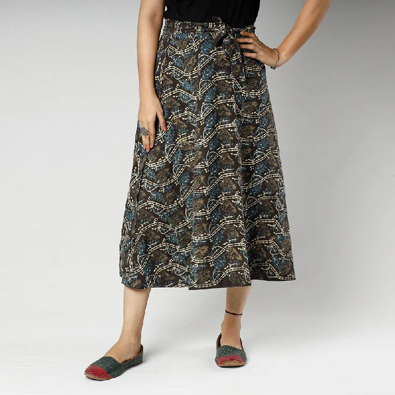 Wardrobe Upgrade Brown - Ajrakh Block Printed Cotton Wrap Around Skirt