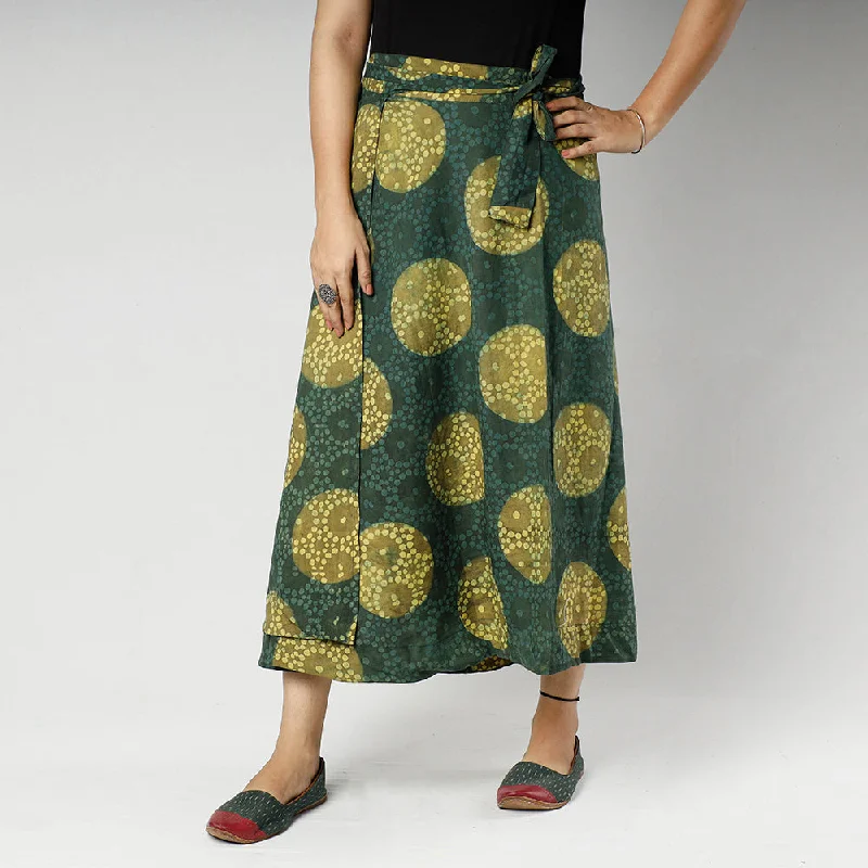 Trend Alert Green - Ajrakh Block Printed Cotton Wrap Around Skirt