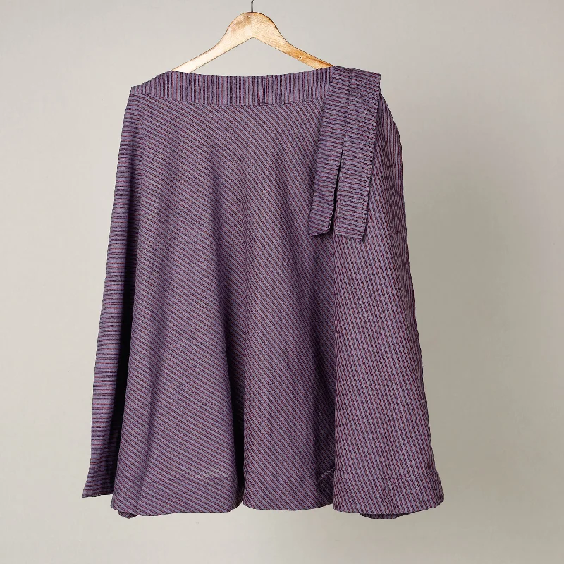 Women's Floral Print Outfit Purple - Plain Handloom Jhiri Cotton Wrap Around Skirt