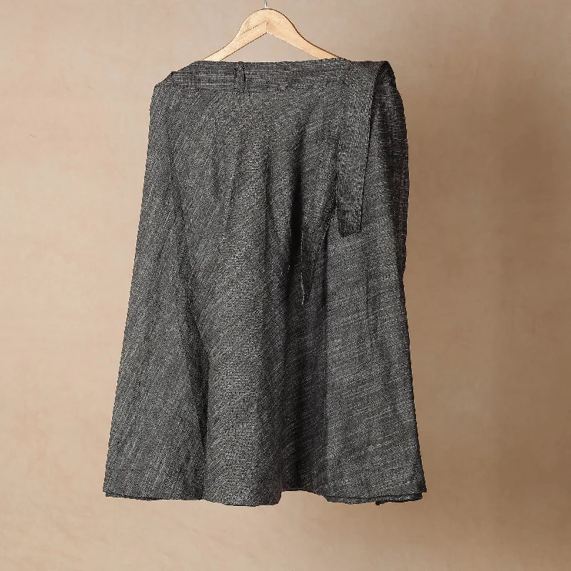 Vintage-Inspired Garments Grey - Plain Handloom Jhiri Cotton Wrap Around Skirt