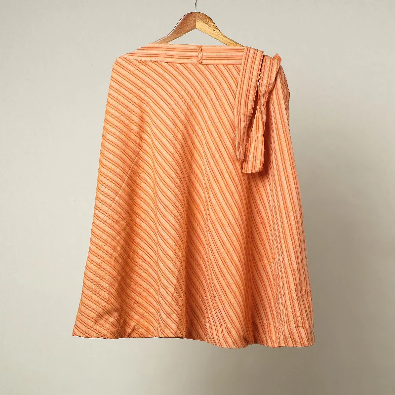 Women's Travel Attire Orange - Plain Handloom Jhiri Cotton Wrap Around Skirt