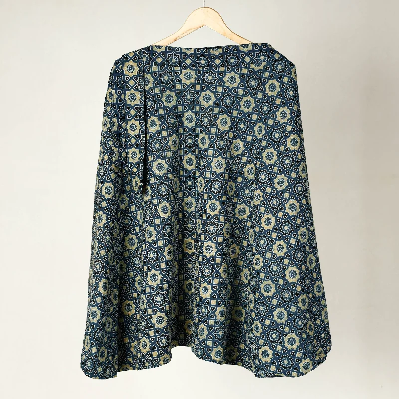 Women's Cozy Winter Attire Blue - Ajrakh Block Printed Cotton Wrap Around Skirt