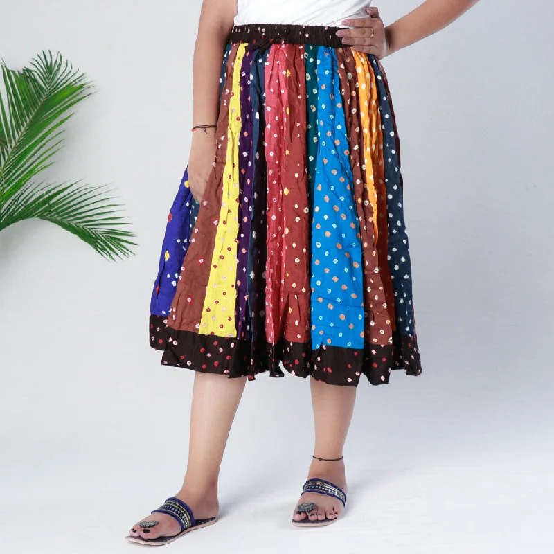 Trend Alert Multicolor - Bandhani Tie-Dye Patchwork Cotton Fabric Short Skirt