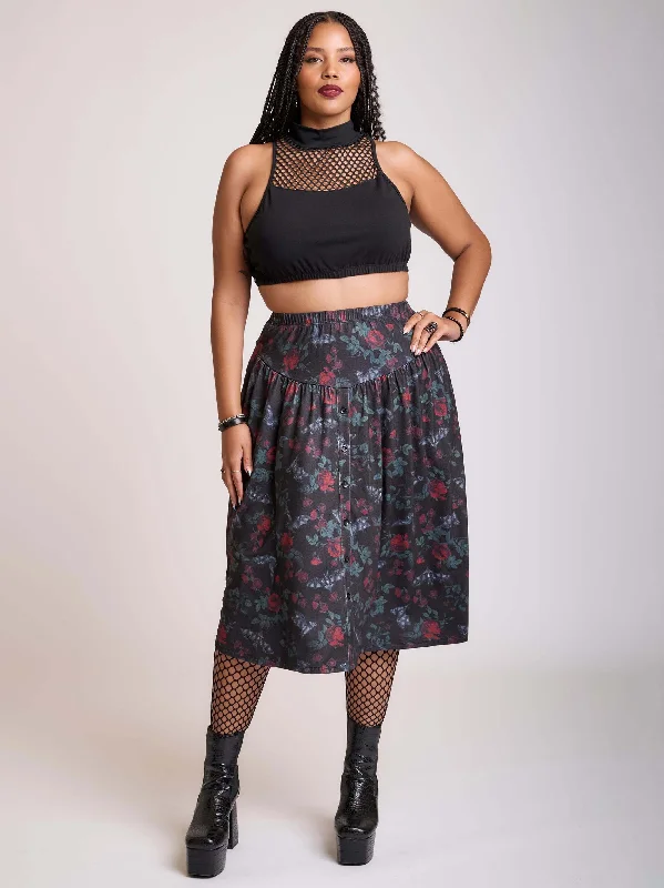 Women's Plus-Size Attire Bat's Roost Midi Skirt