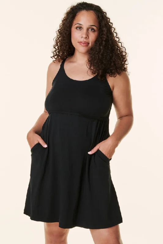 Affordable Women's Clothes Black Bravado Drop Front Nursing Dress