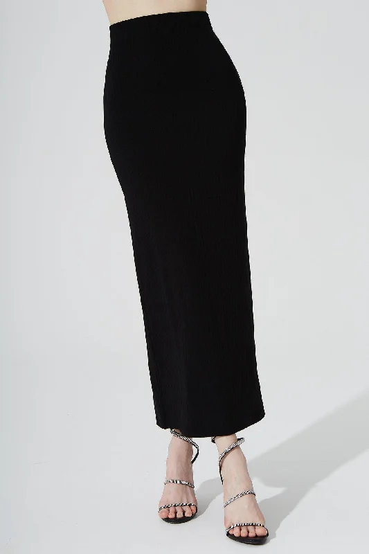 Clothes Of Woman Calista Knitted Slit Skirt - Noir