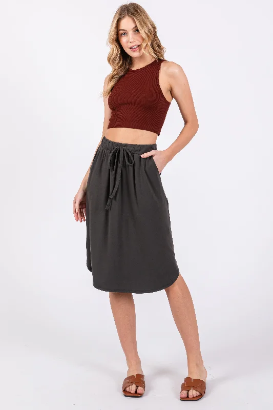 Relaxed Style Charcoal Skirt