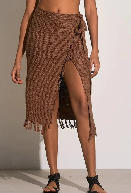 Wardrobe Upgrade Crochet Wrap Skirt In Brown